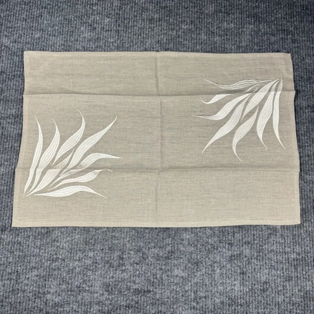 Viabrava 100% Linen Embroidered Placemats Napkins 16 Pieces Abstract Tropical